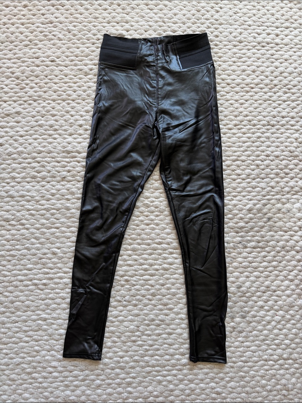 Hot Kiss Black Faux Leather High-Rise Leggings Size Small